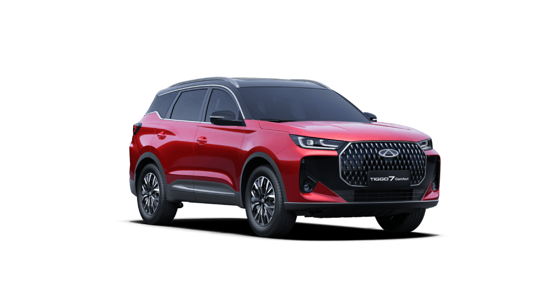 chery-tiggo-7-comfort-premium-suv-deneyimi-kirmizi-siyah Ailece yapılan maç yolculuklarında kesintisiz ve güvenli mobilite deneyimi sunan kırmızı renkli yeni Chery TIGGO 7 AWD modeli.